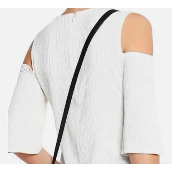 Maje Womens Lina Cold Shoulder Textured Top Blouse in Ecru White - Picture 3 of 11